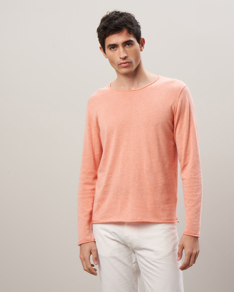 Men's Peach Supima Cotton & Cashmere Sweater - Image principale