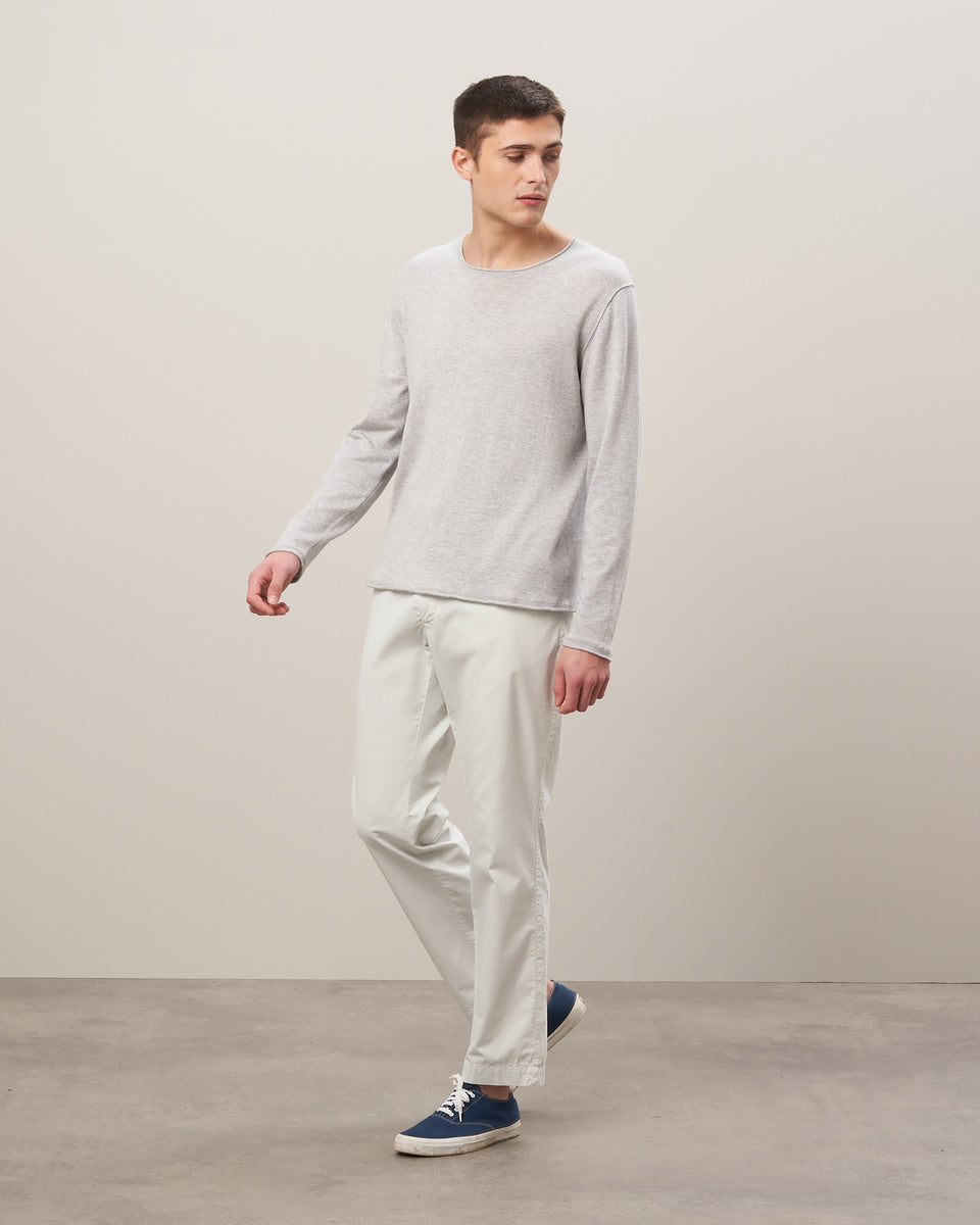 Men's Light Grey Supima Cotton & Cashmere Sweater - Image alternative