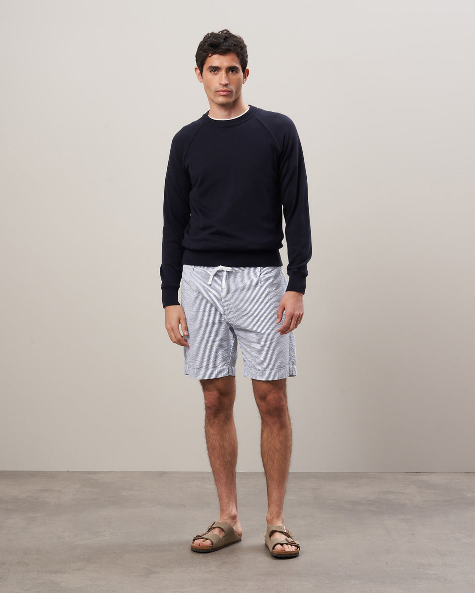 Men's Navy Supima Cotton & Cashmere Sweater - Image alternative