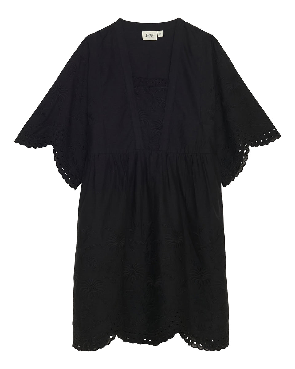Reggio Girls' Embroidered Black Cotton Voile Dress - Image principale