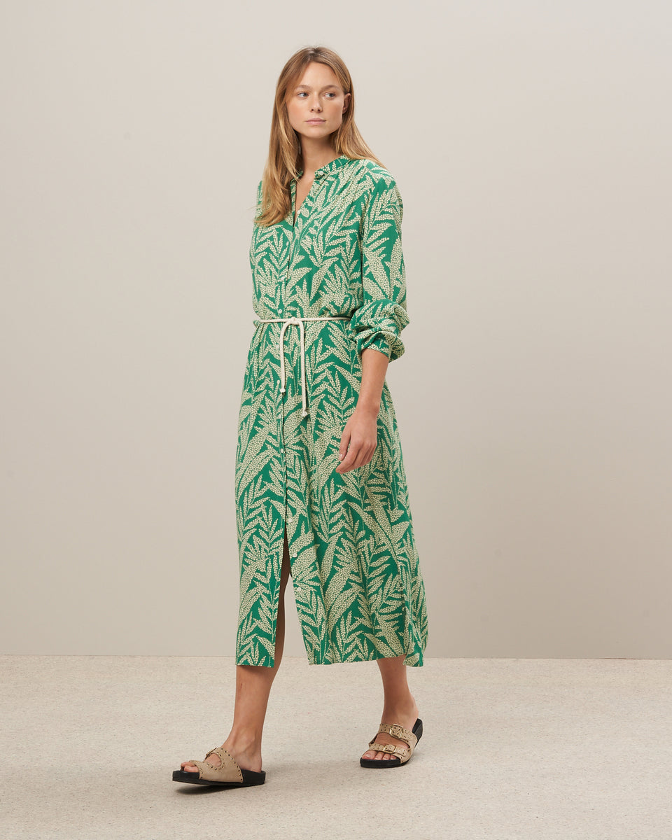 Residence Women's Leaves Printed Green Viscose Dress - Image principale