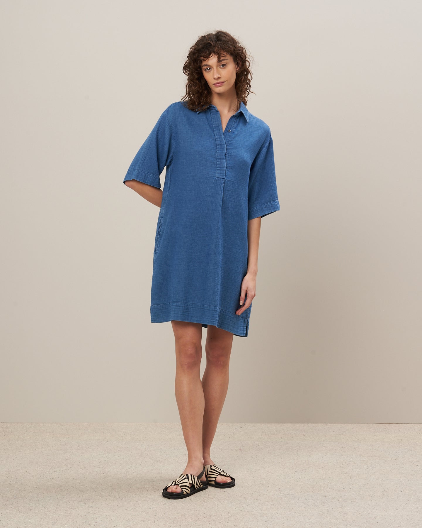 Robe Femme en coton Bleu indigo Roster BBRN616-02