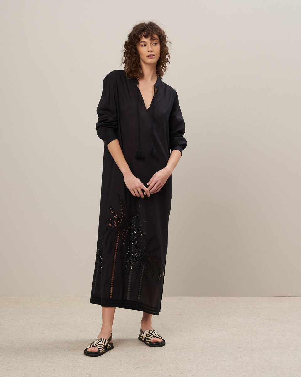 Robe Femme en voile de coton noir Rosario - Image principale
