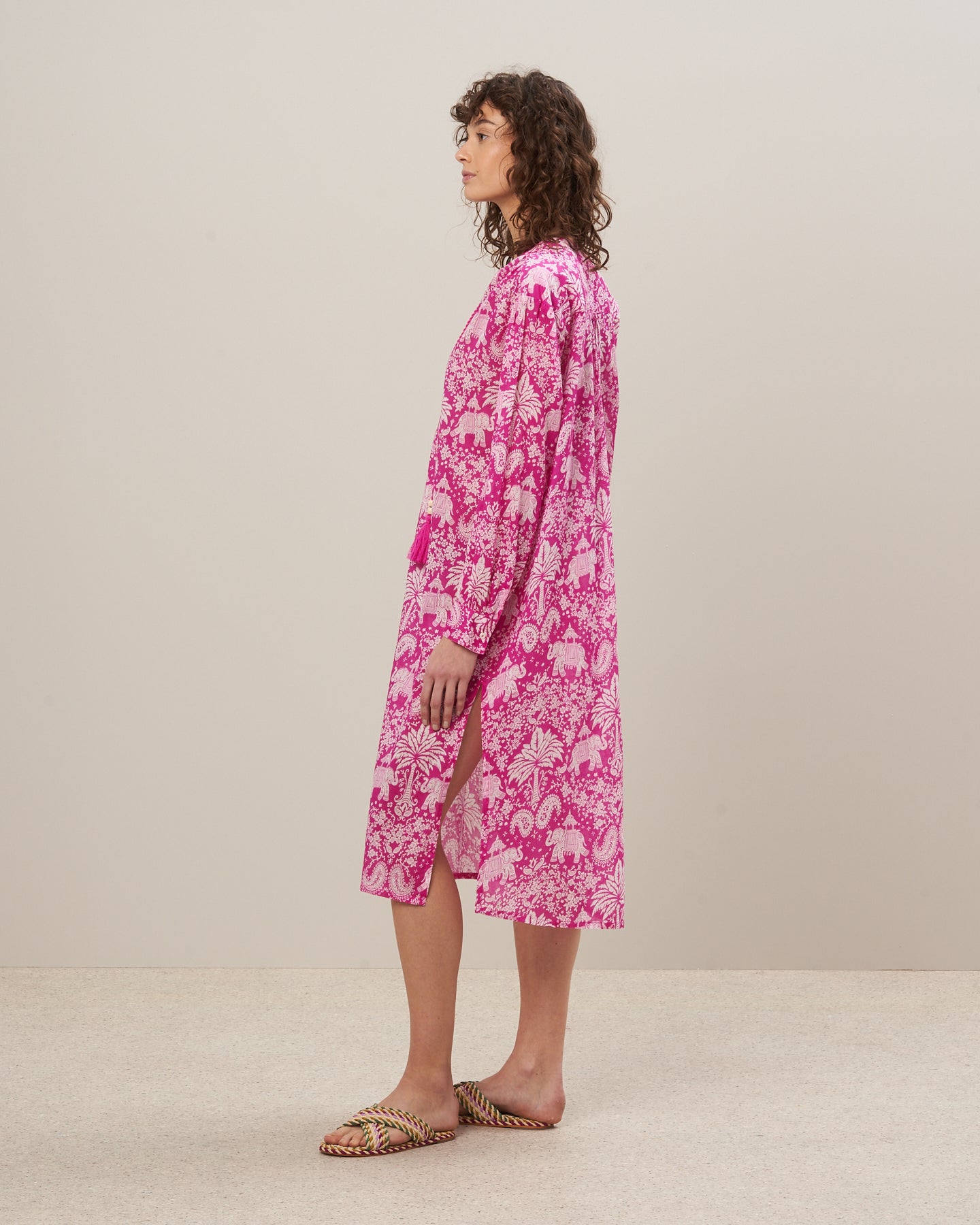 Robe Femme en voile de coton imprimé Rose Rahma BBRV551-02