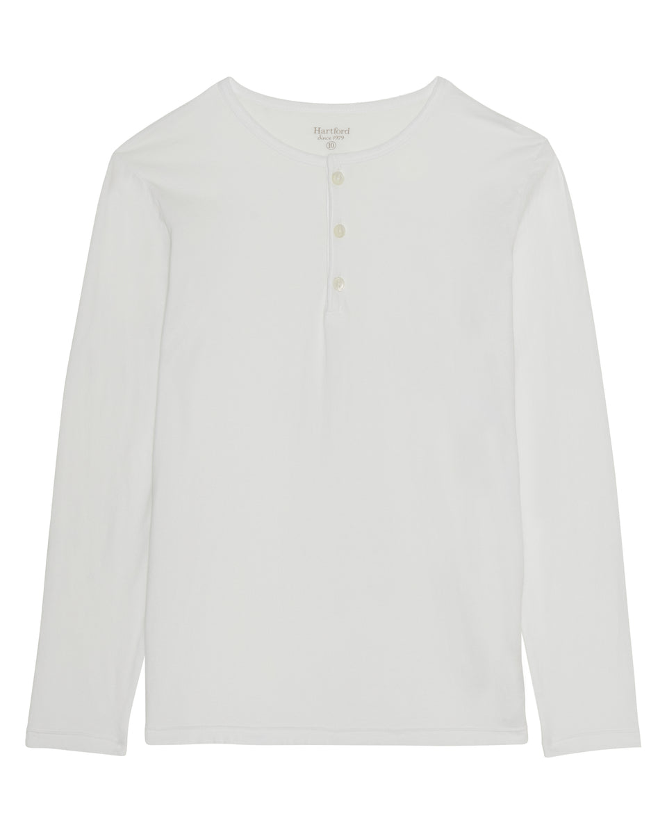 Boy's White Light Jersey Henley T-shirt - Image principale