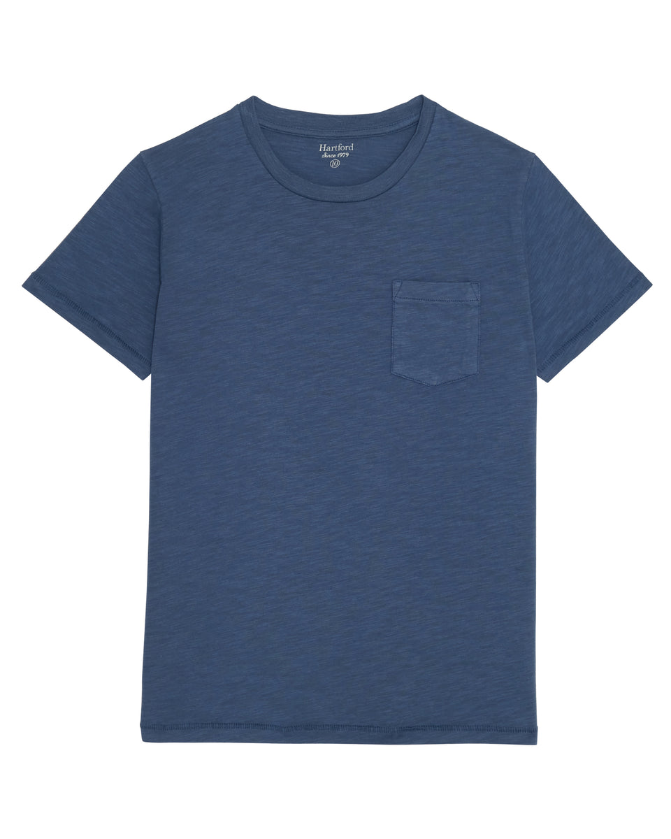 Tee Shirt Garçon en coton slub Bleu cobalt - Image principale