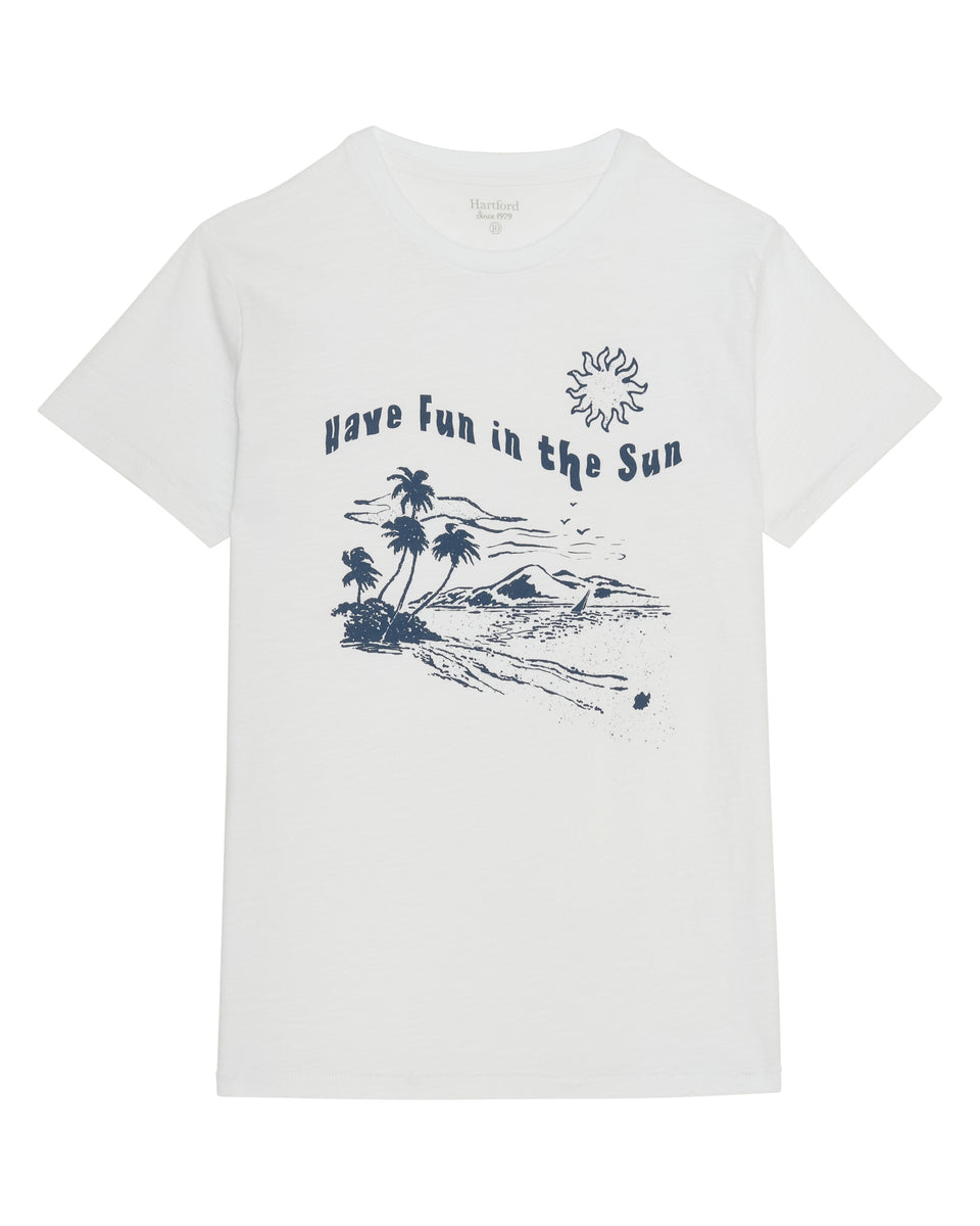 Boy's White Fun Sun Printed Cotton Jersey T-shirt - Image principale
