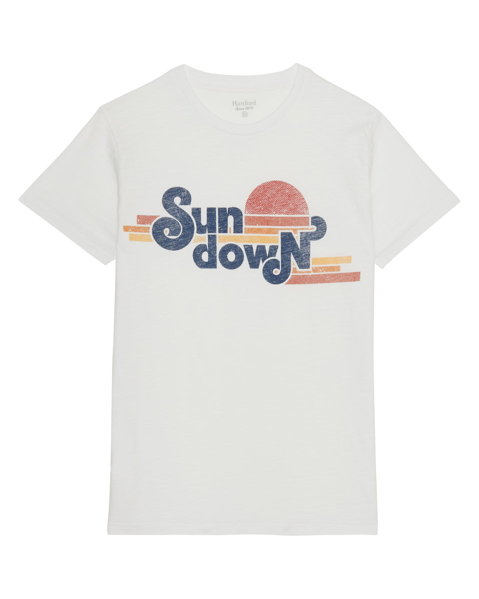 Boys' White Sundown Printed Cotton Jersey T-shirt - Image principale