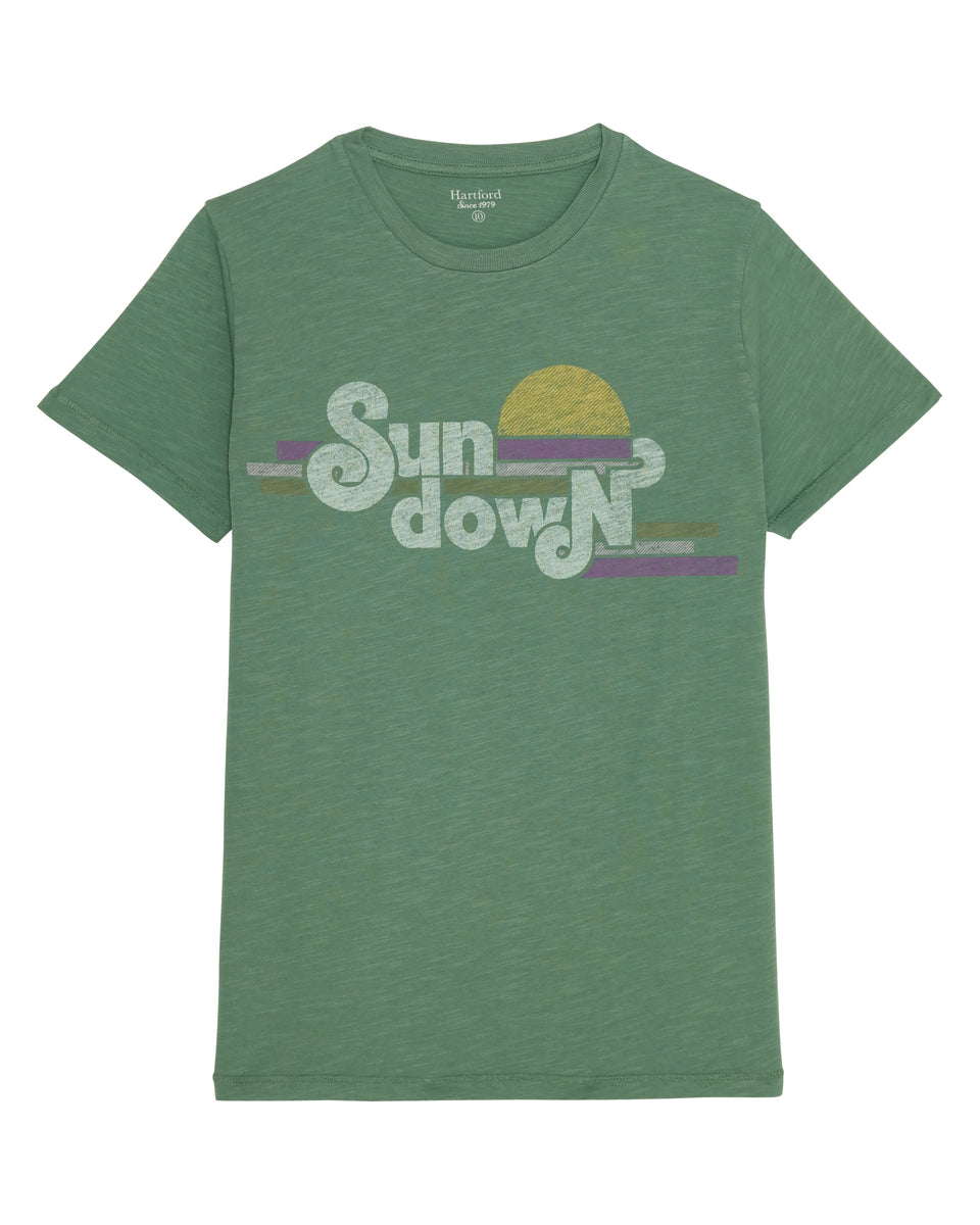 Tee Shirt Garçon en jersey imprimé Menthe Sundown - Image principale