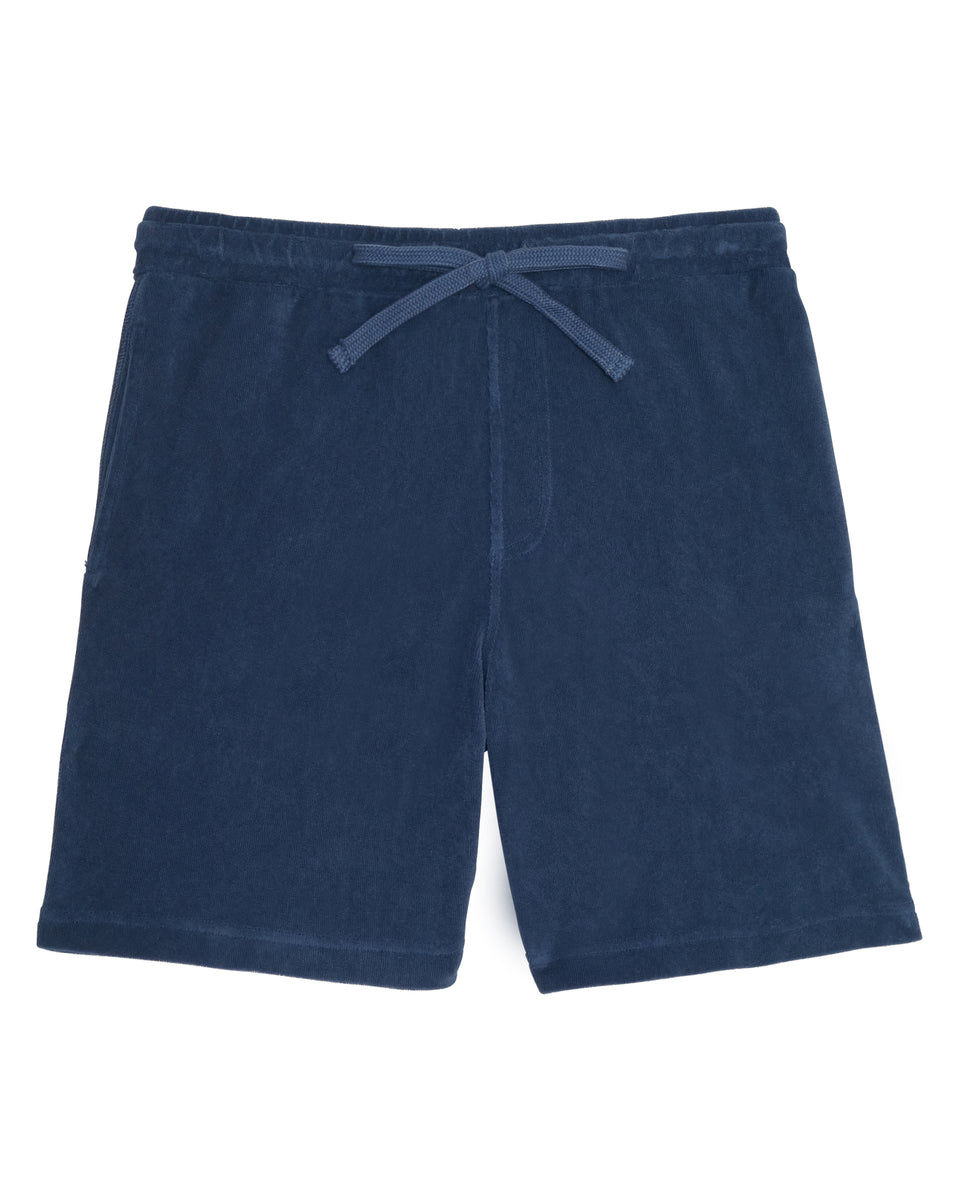 Boys' Cobalt Blue Chambray Terry Cloth Shorts - Image principale