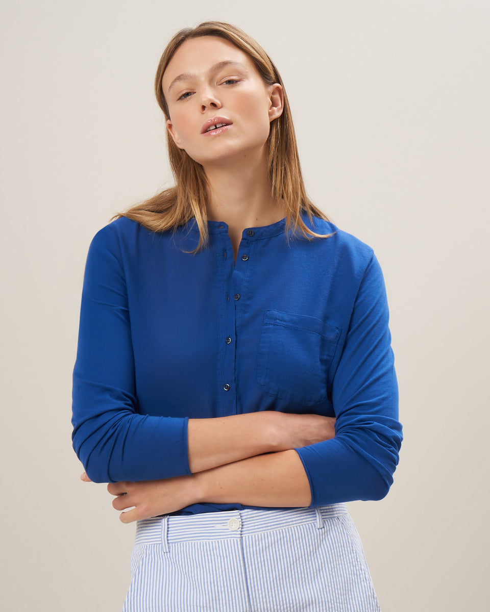 Chemise Femme en coton bi-matière Bleu Tanay - Image principale