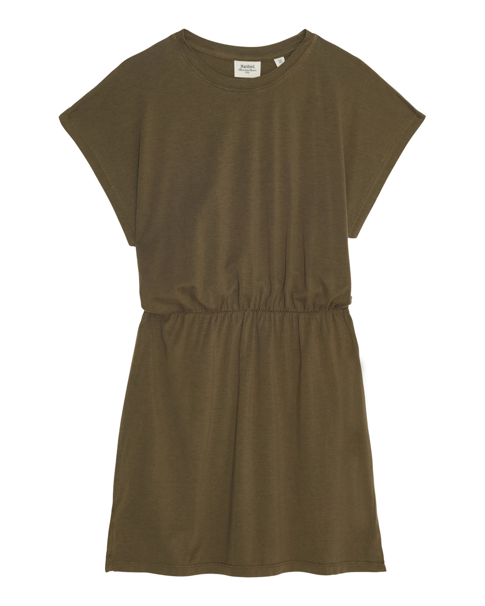 Tulia Girls' Army Green Lyocell & Cotton Dress - Image principale