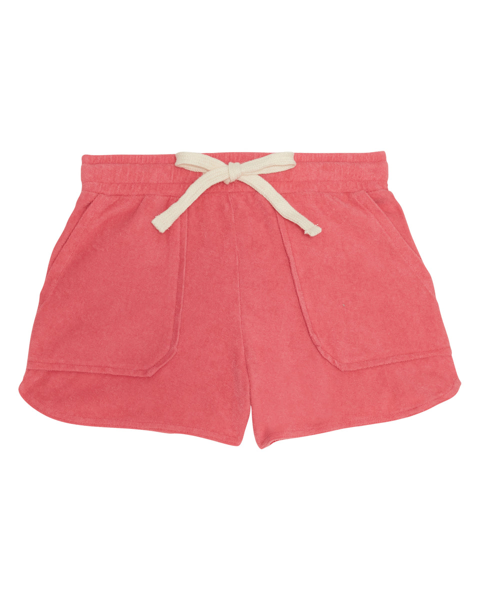Titia Girls' Pink Terry Cotton Fleece Shorts - Image principale