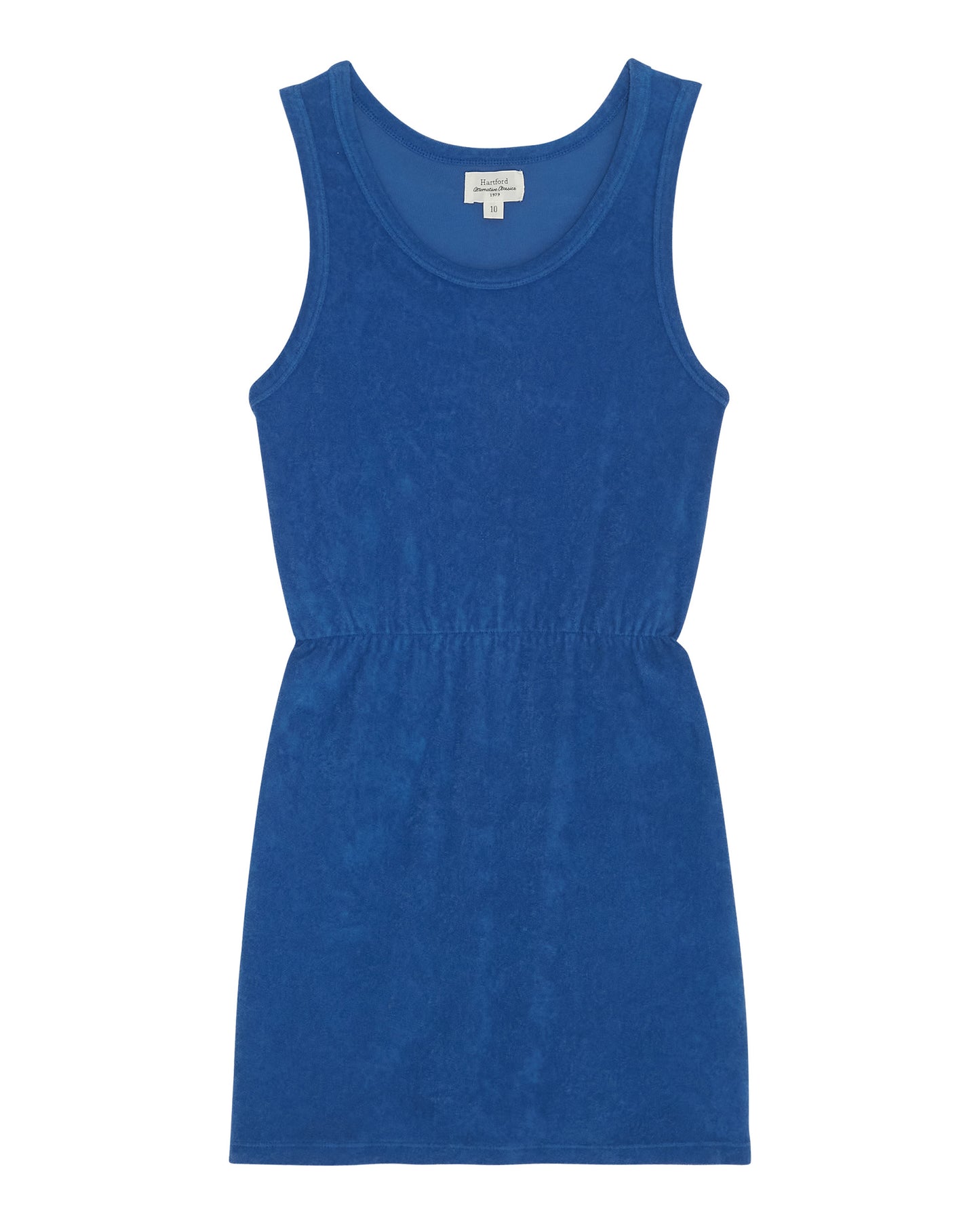 Teja Girl's Blue Terry Cotton Fleece Dress