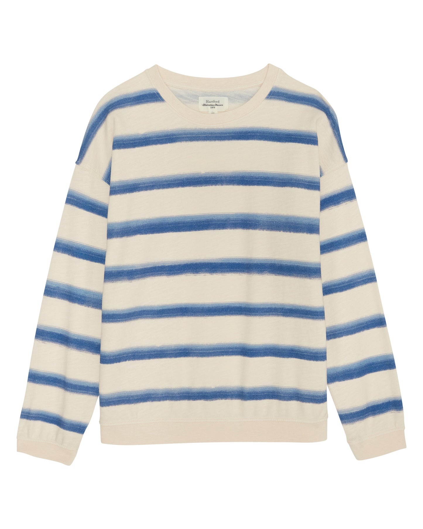 Sweatshirt Fille en molleton fin rayé Bleu & Ecru Tayac