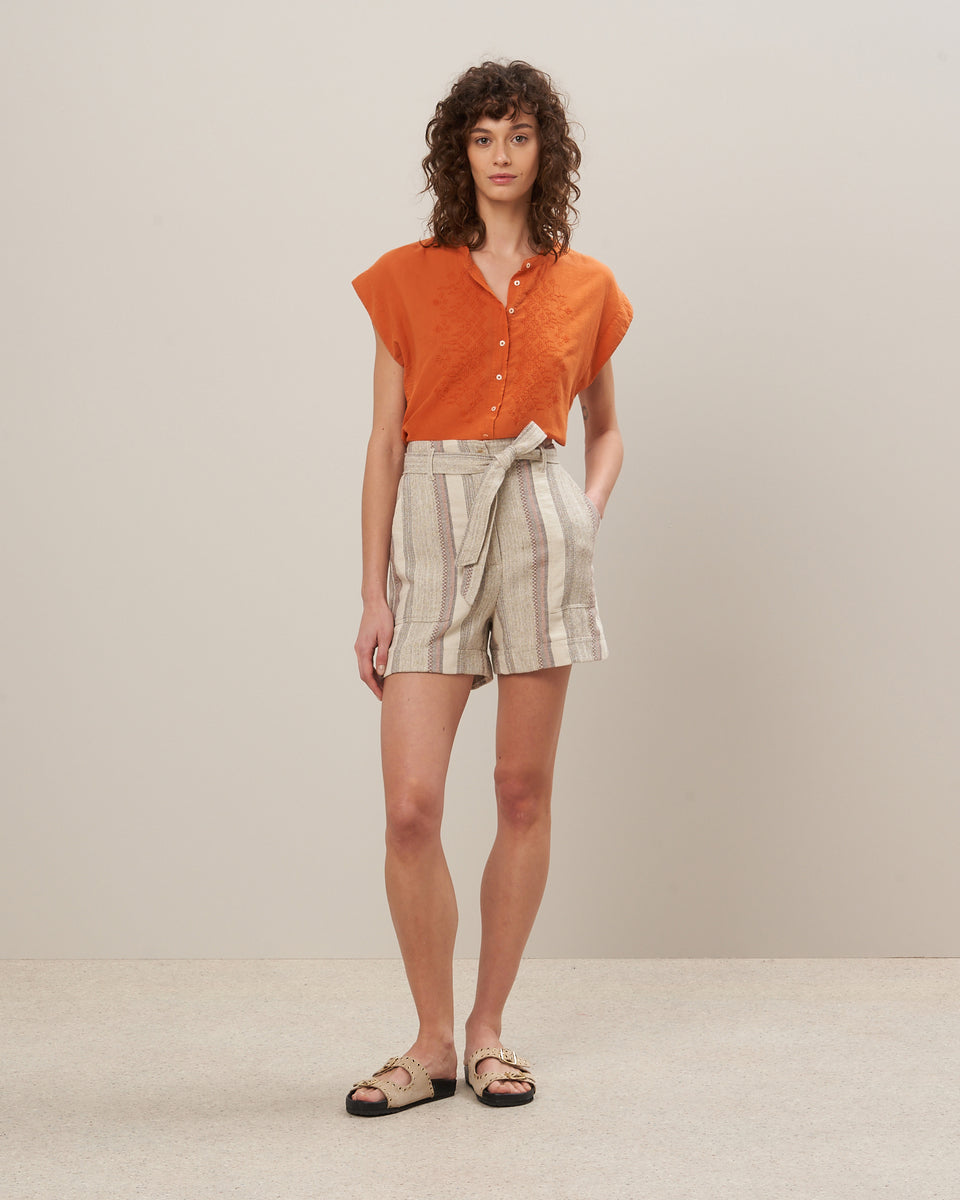 Teary Women's Orange Double Fabric Cotton Shirt - Image alternative