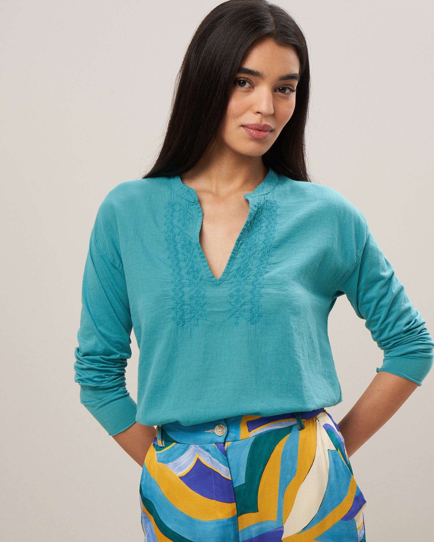 Tee Shirt Femme en coton Bleu Lagon Tupton BBTI501-07