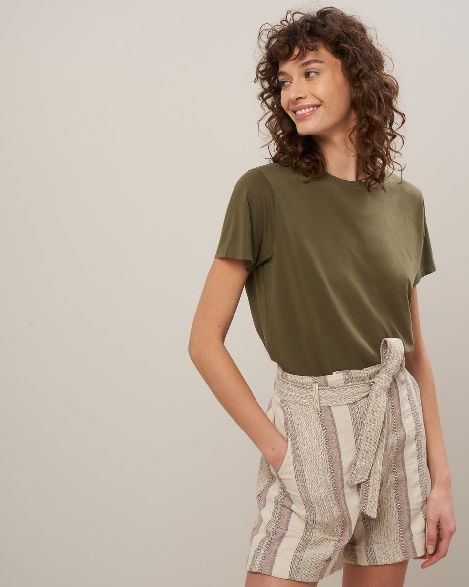 Telvir Women's Army Green Lyocell & Cotton Tee Shirt - Image principale