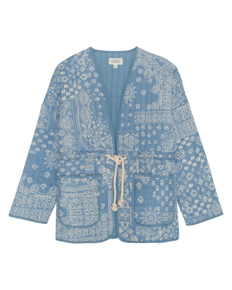 Venice Girls' Blue Bandana Printed Cotton Jacket - Image principale