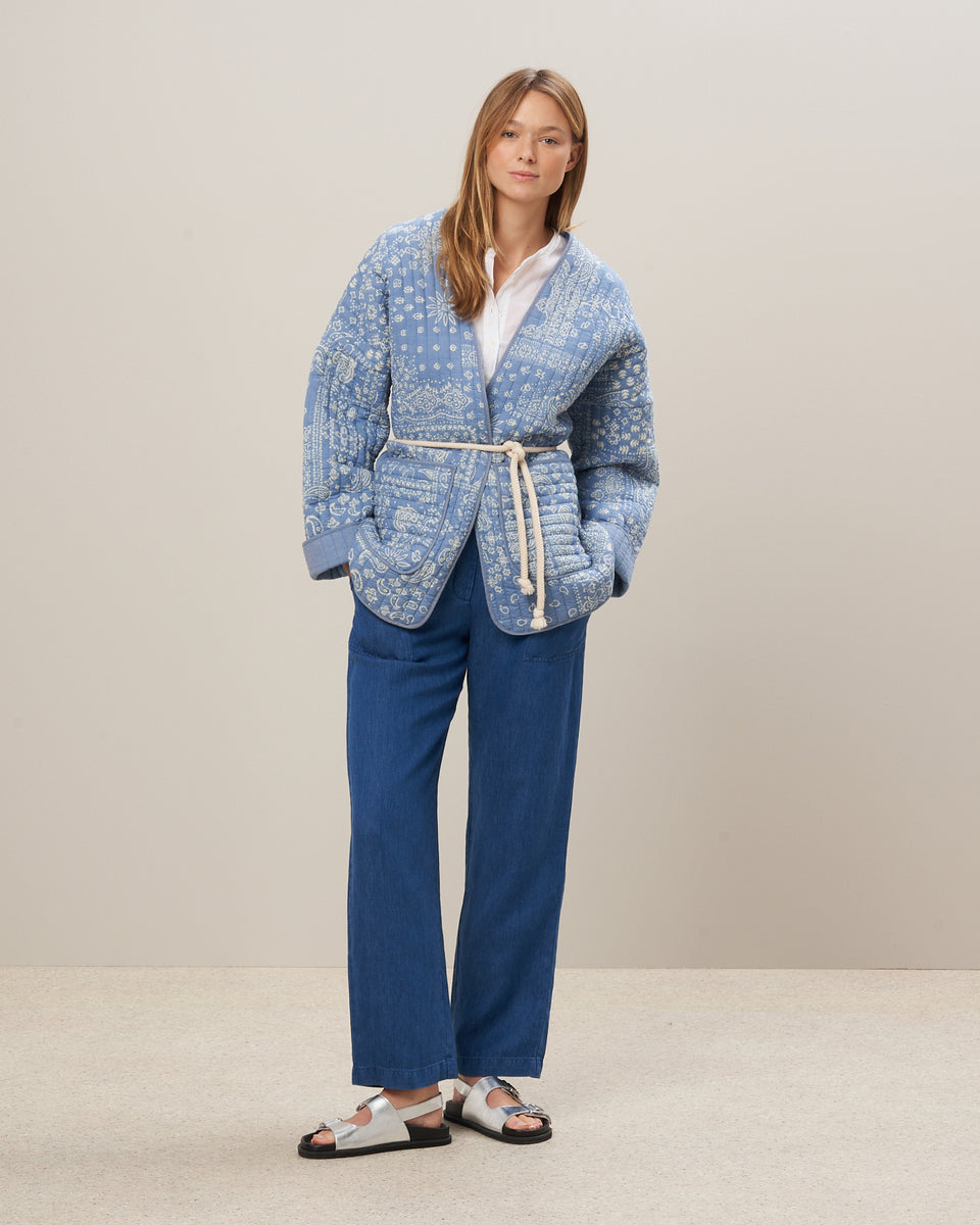 Venice Women's Blue Bandana Printed Cotton Jacket - Image alternative
