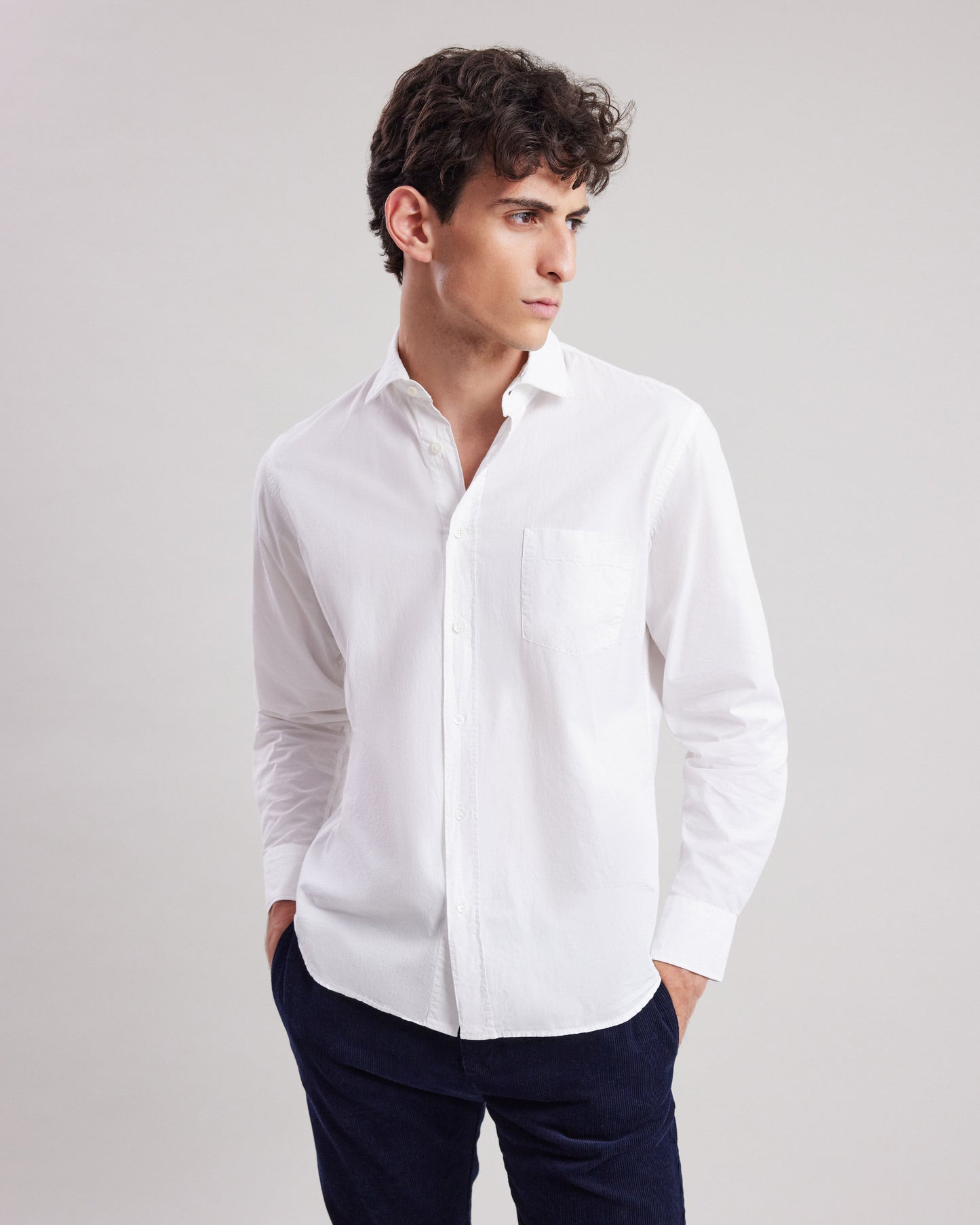 Chemise Homme en gabardine de coton Blanc Paul