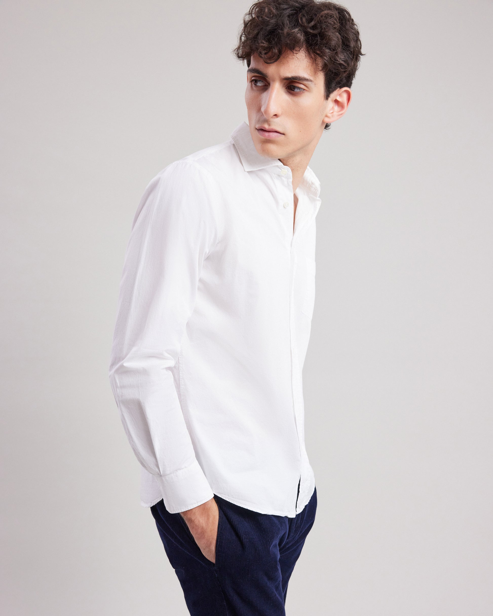 Chemise Homme en gabardine de coton Blanc Paul