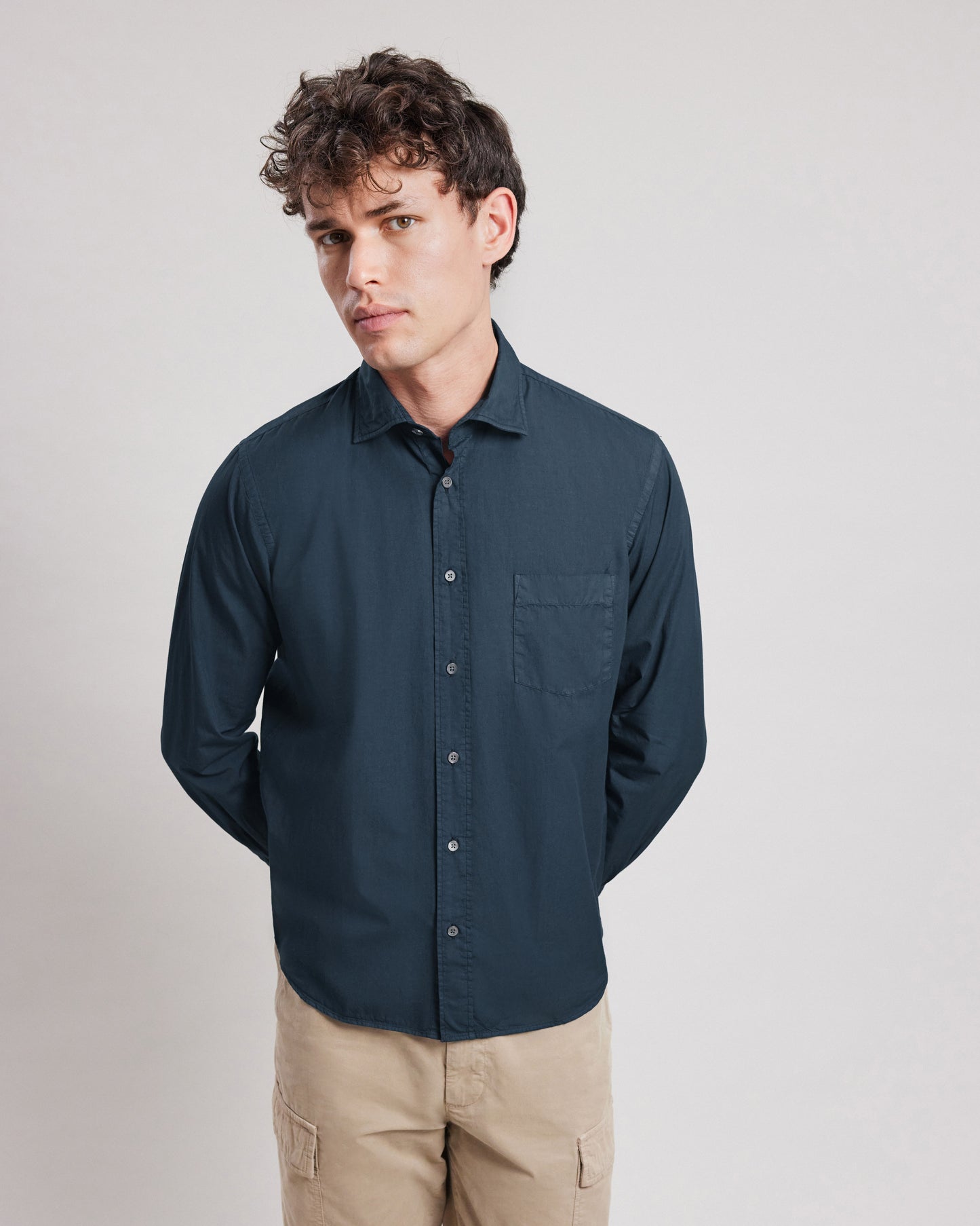 Chemise Homme en gabardine de coton Bleu Nuit Paul