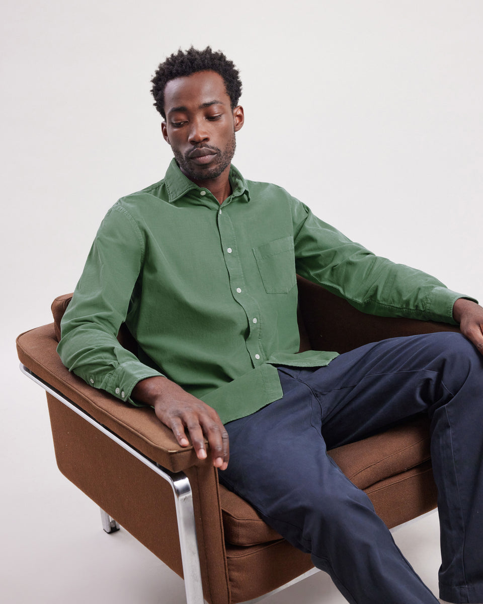 Paul Men's Fern Green thin corduroy Shirt - Image principale