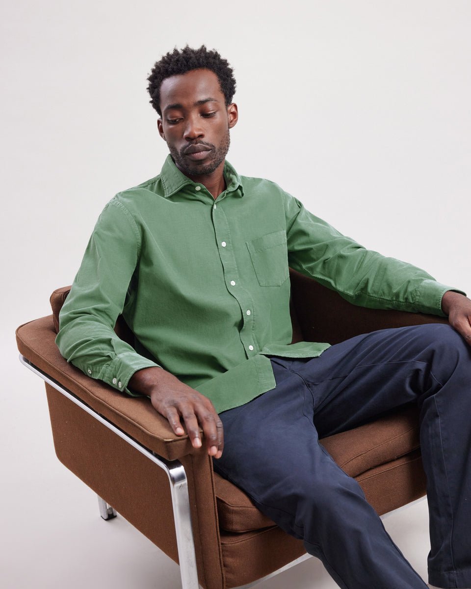 Paul Men's Fern Green thin corduroy Shirt - Image principale