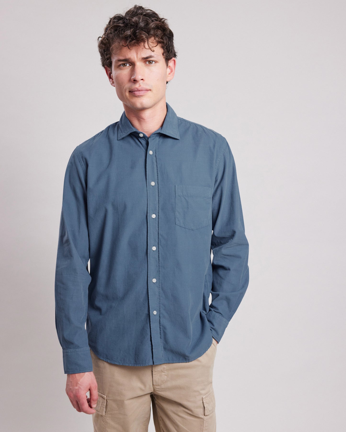 Paul Men's Cobalt Blue thin corduroy Shirt