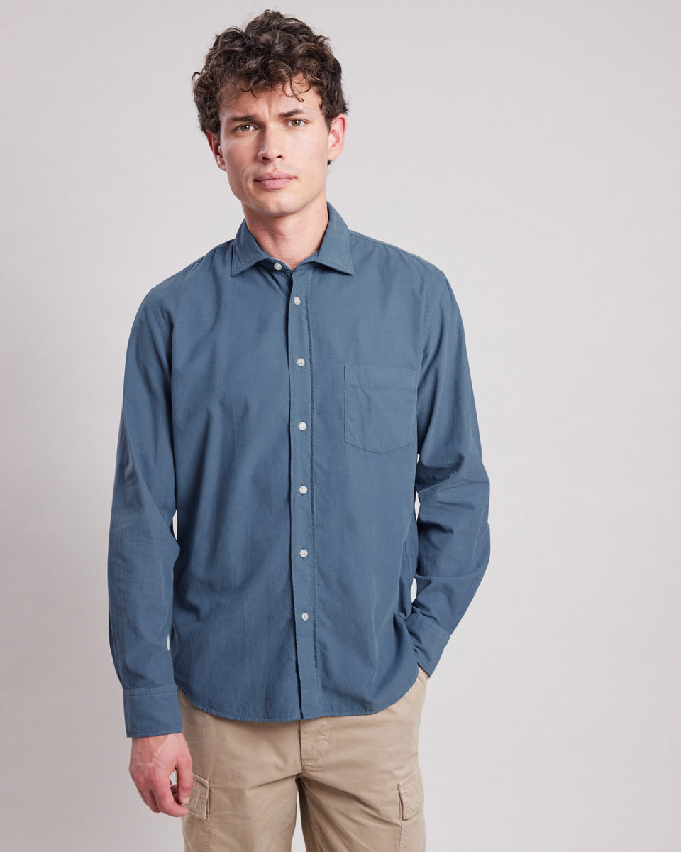 Paul Men's Cobalt Blue thin corduroy Shirt - Image principale