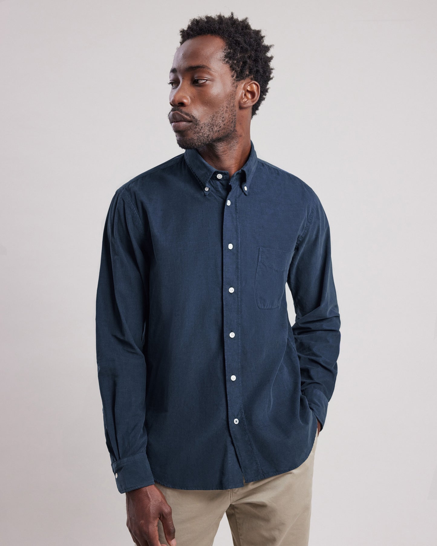 Pitt Men's Midnight Blue thin corduroy Shirt