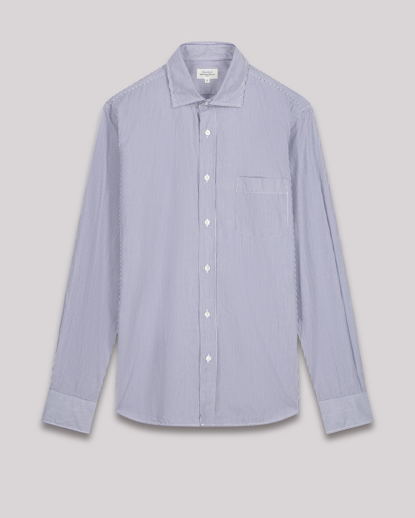 Paul Men's striped Blue Poplin Shirt