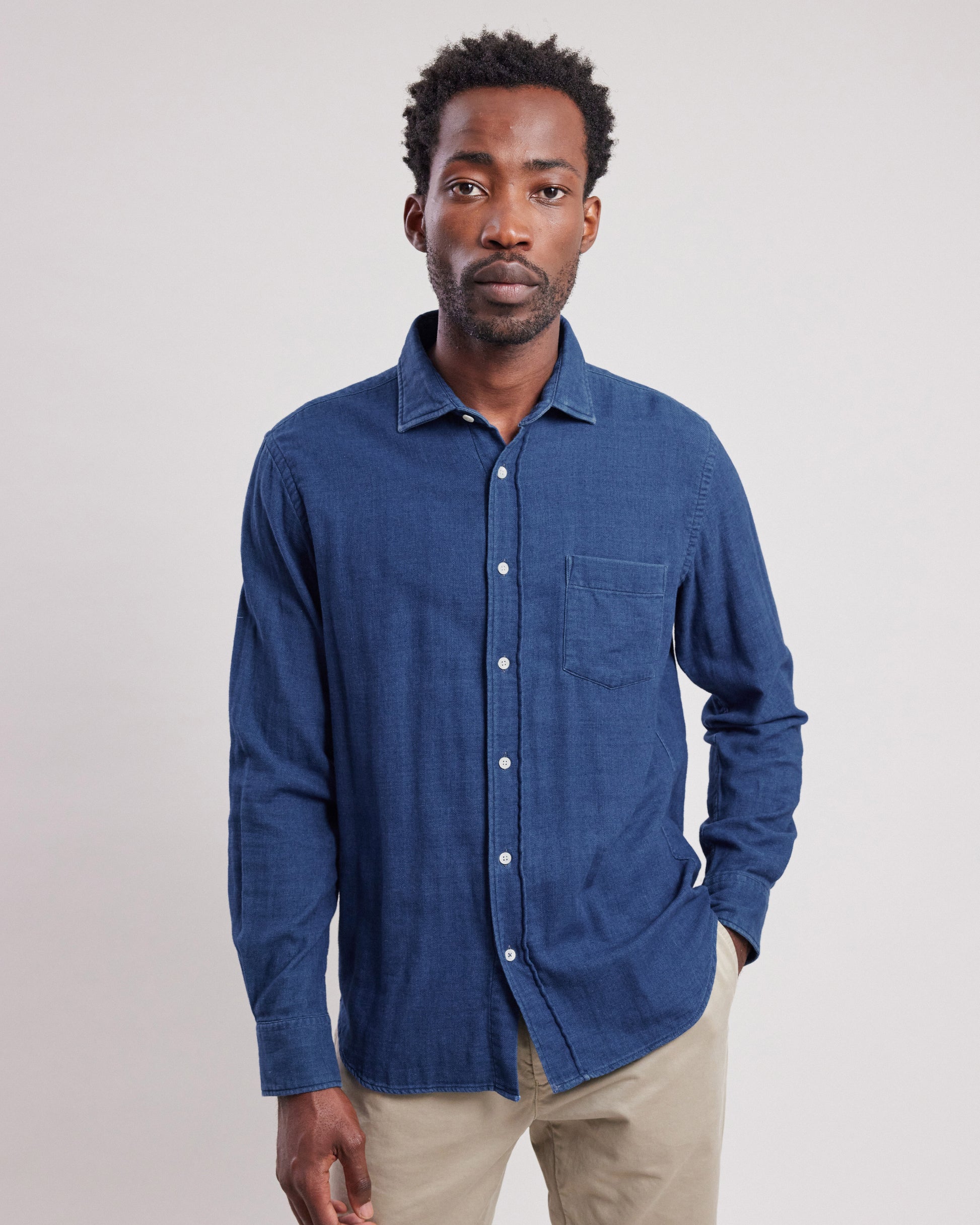 Chemise Homme en twill double face Indigo Paul