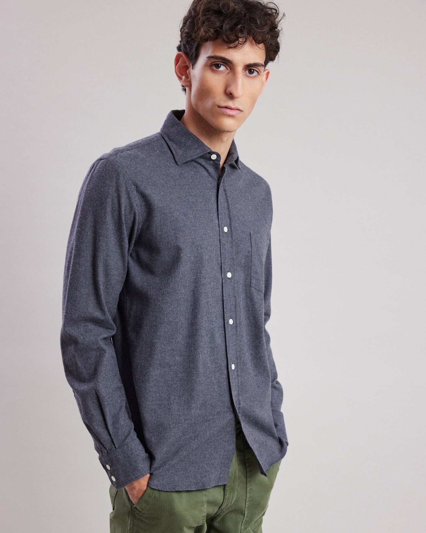 Chemise Homme en flanelle de coton Carbone Paul