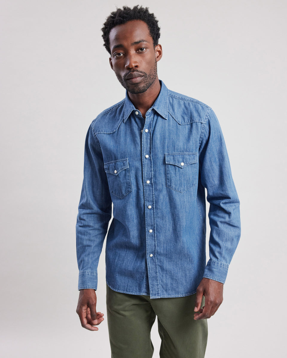 Phoenix Men's Indigo denim eco ring Shirt - Image alternative