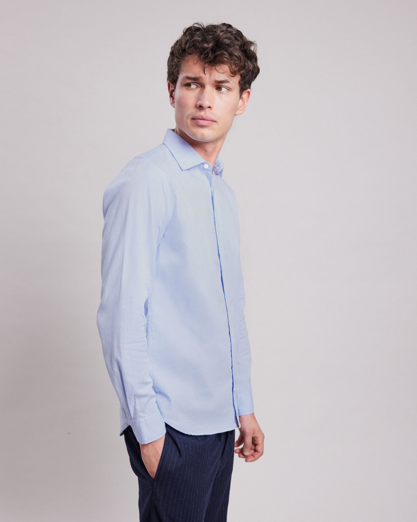 Chemise Homme en piqué de coton Bleu Sammy