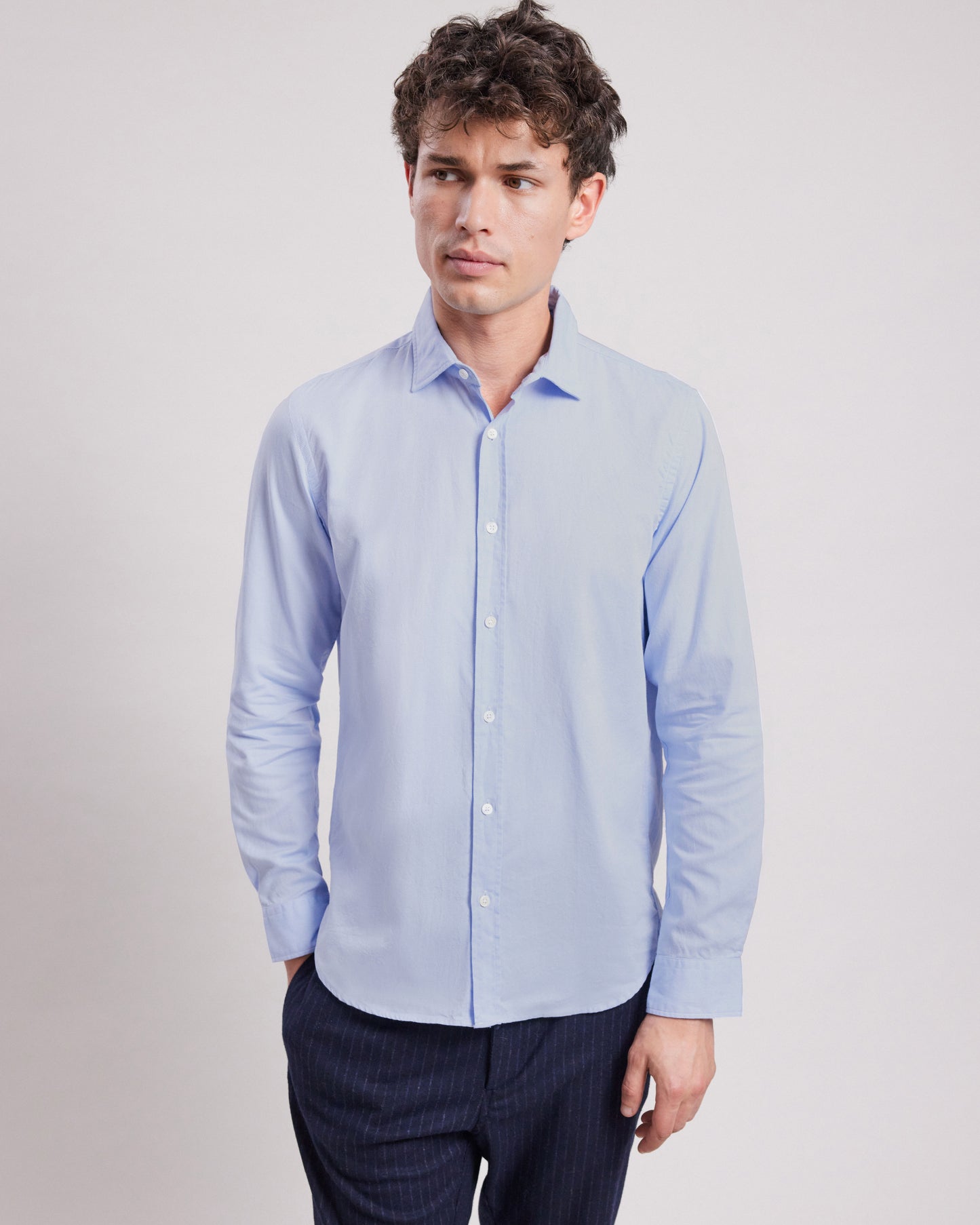 Chemise Homme en piqué de coton Bleu Sammy