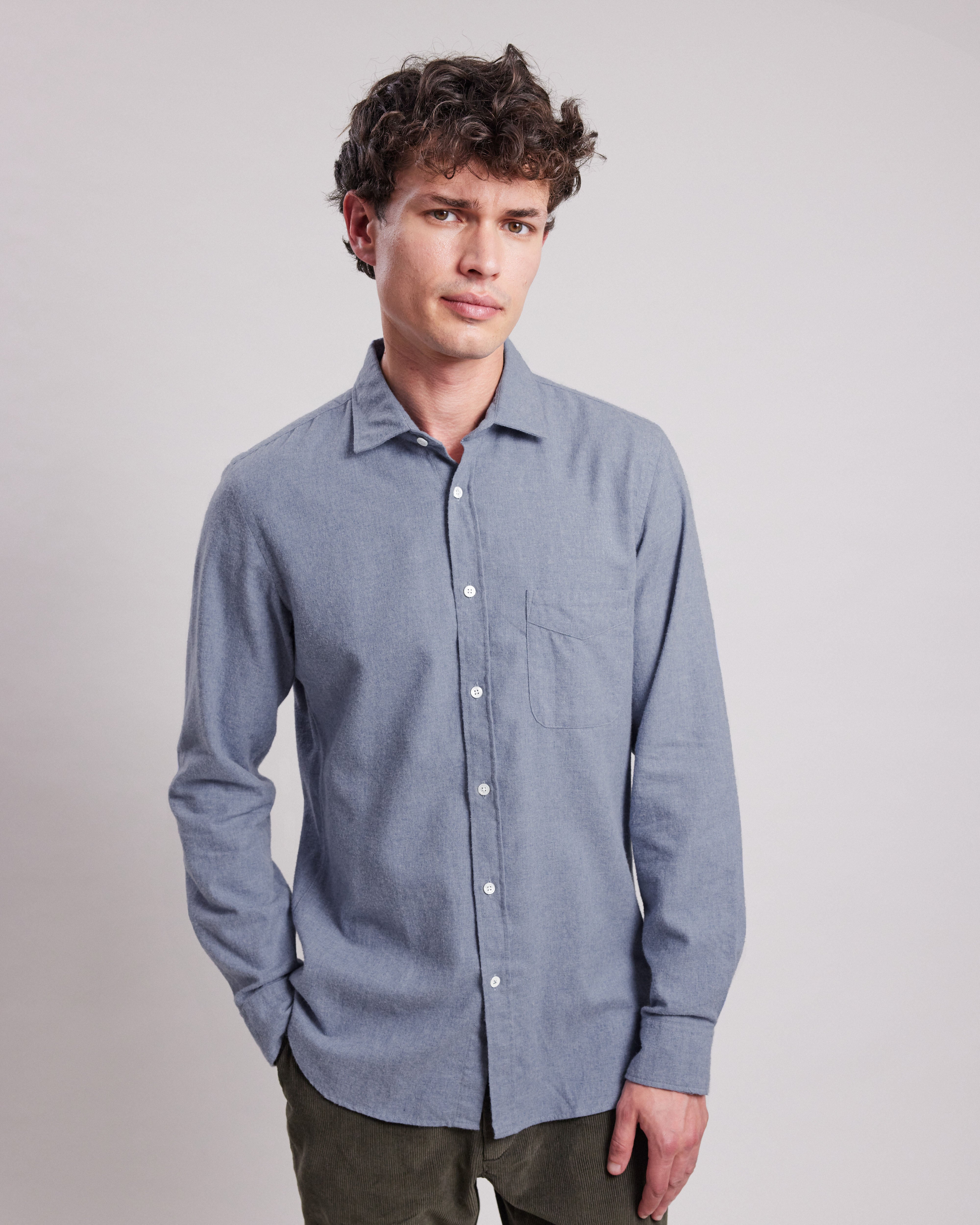 Chemise Homme en flanelle de coton Bleu denim Storm Chemise Homme Hartford