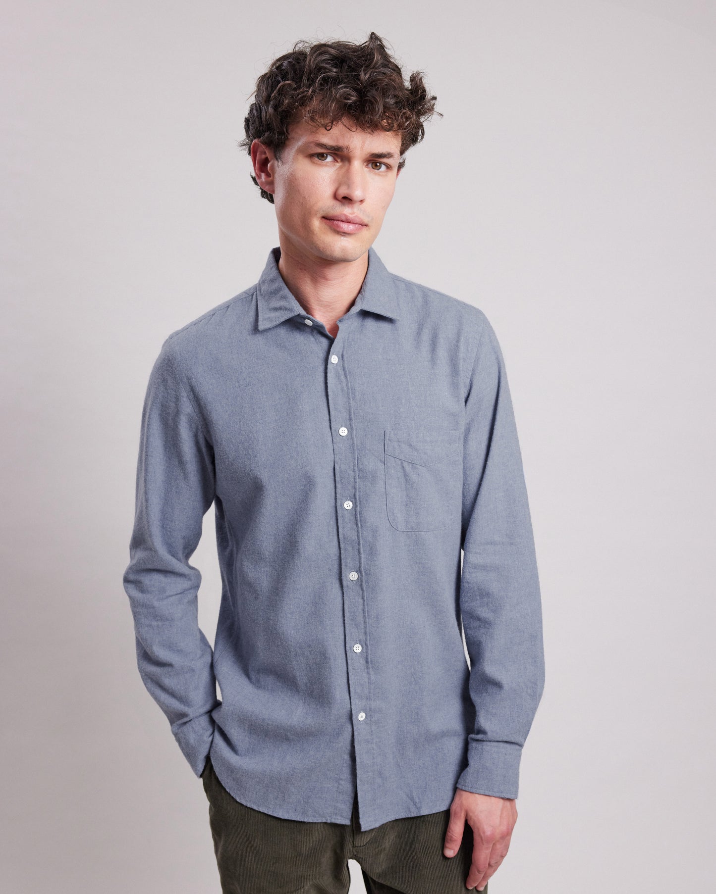 Chemise Homme en flanelle de coton Bleu denim Storm