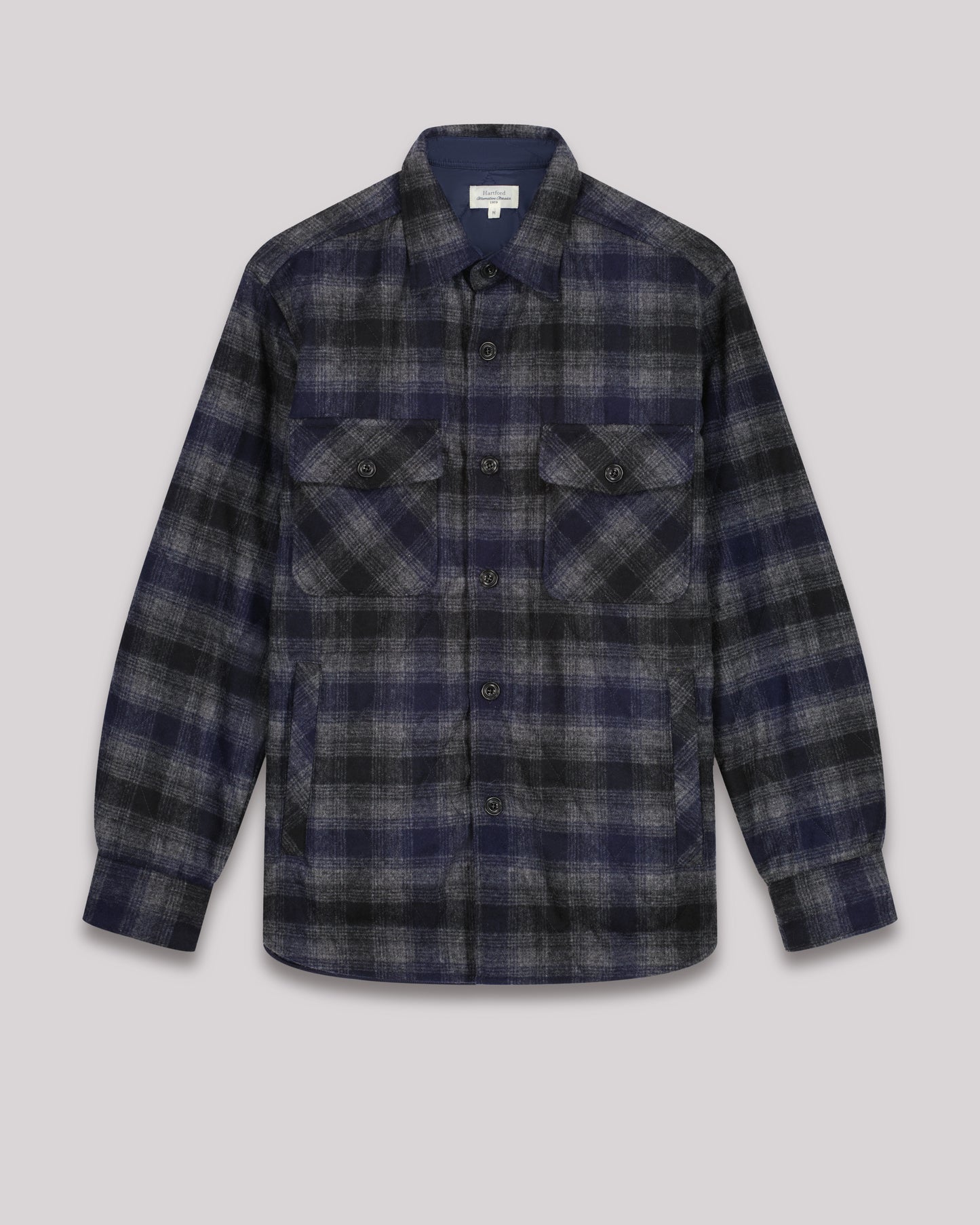 Peter Men's Navy Blue plaid flannel Shirt