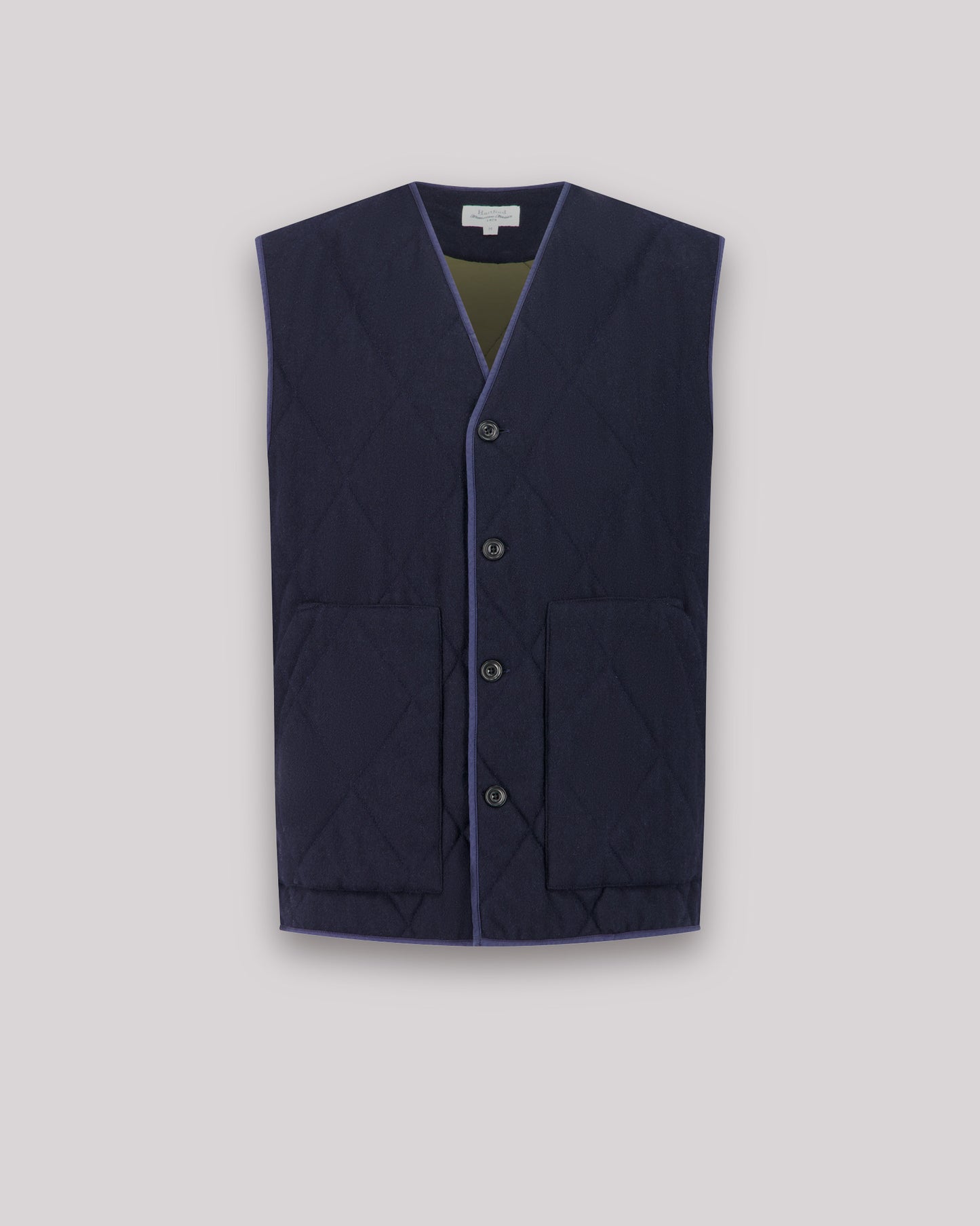 Gilet Homme matelassé en flanelle de laine Bleu Marine Vince