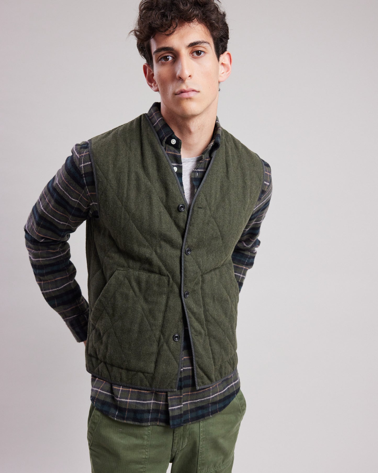 Vince Men's Military Green recycled wool Vest