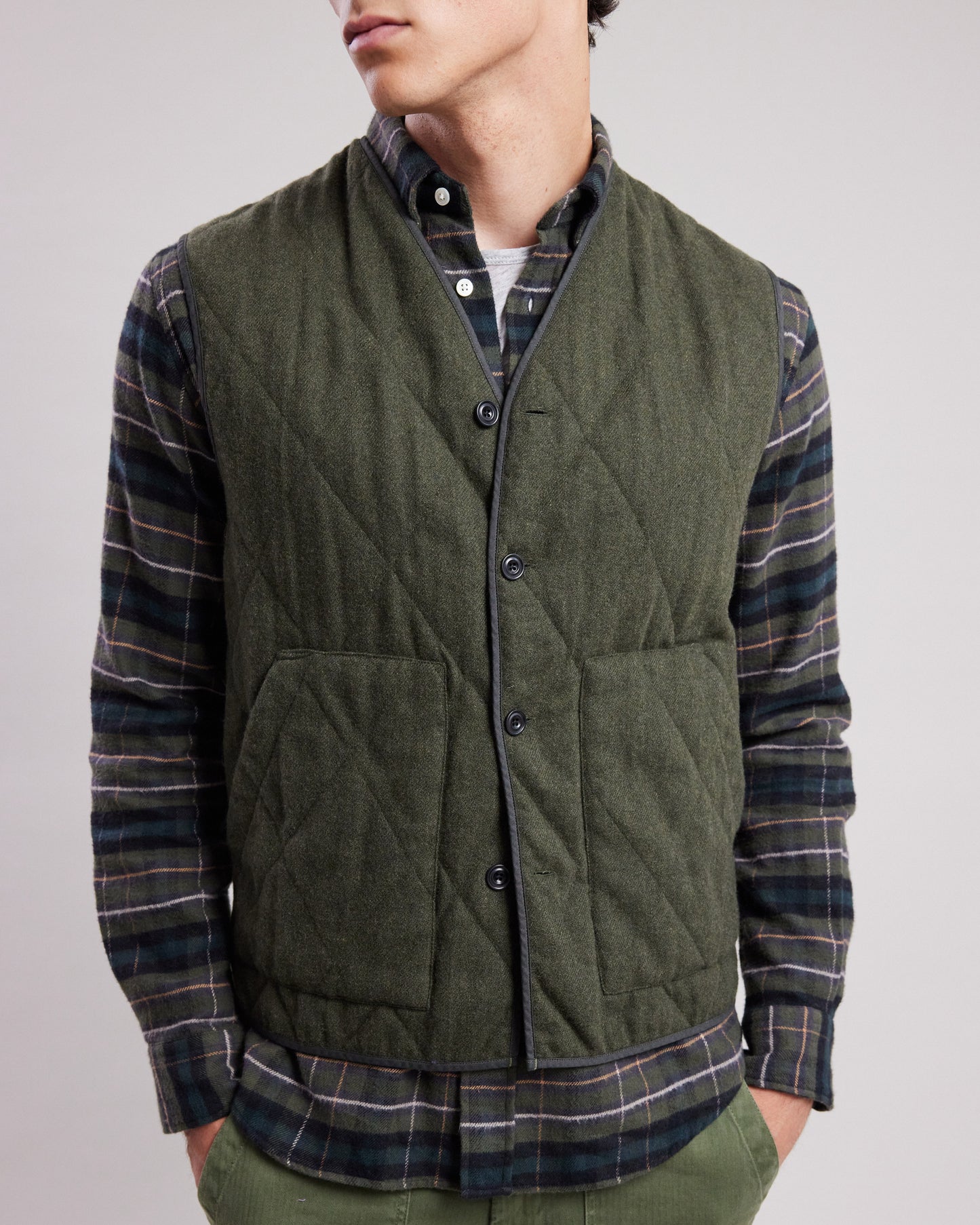 Vince Men's Military Green recycled wool Vest