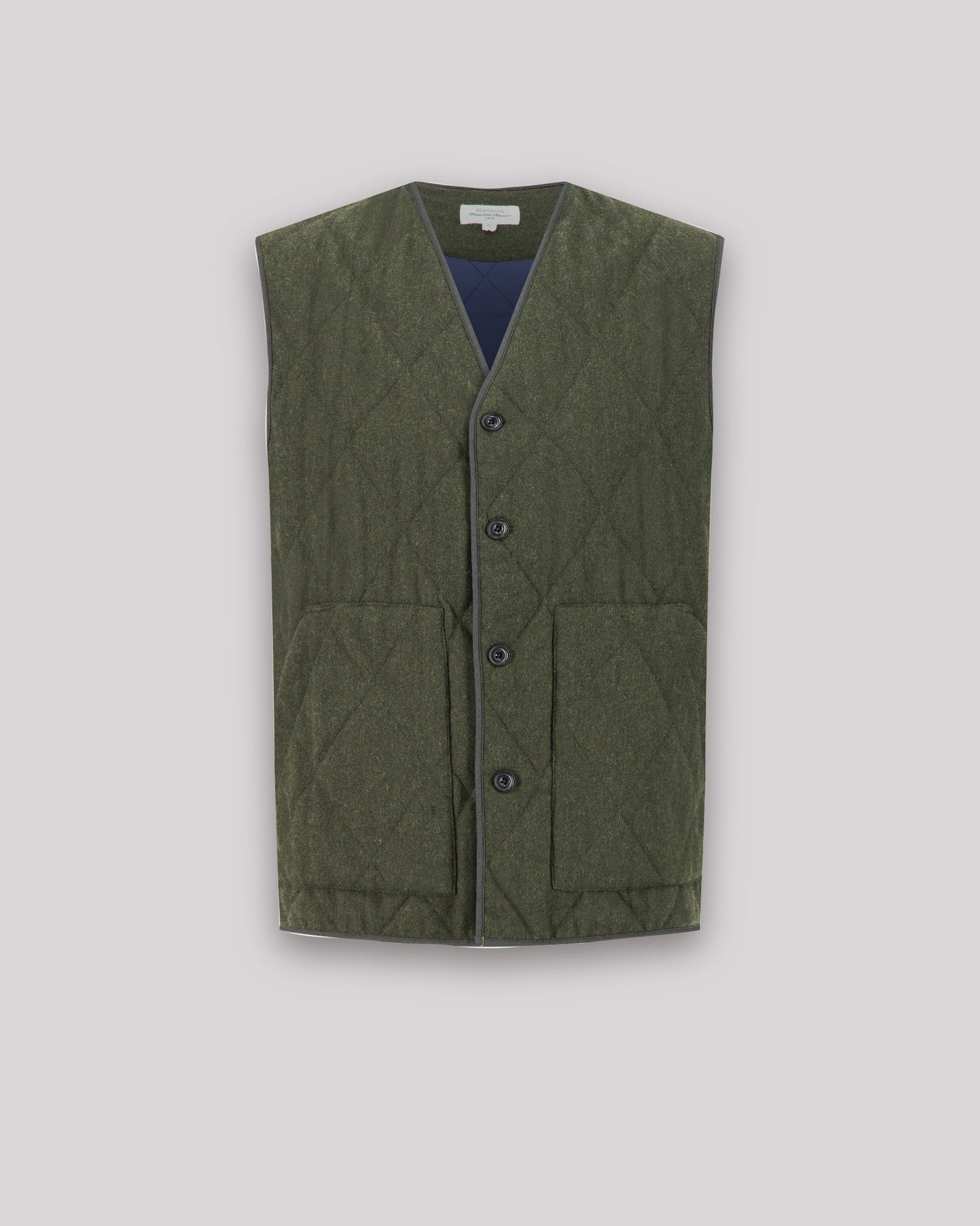 Gilet Homme matelassé en flanelle de laine Vert Militaire Vince