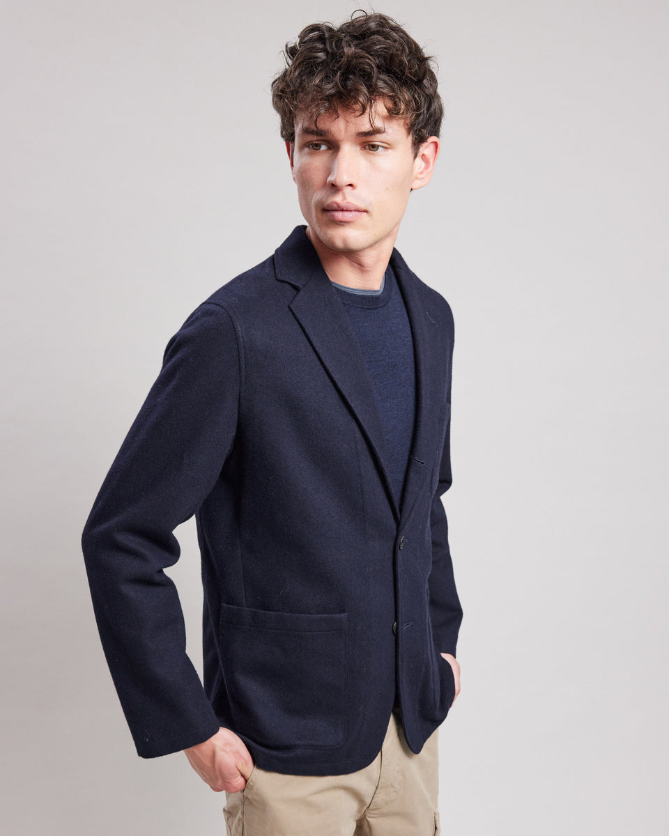 Jonny Men's Navy Blue recycled wool Jacket - Image principale