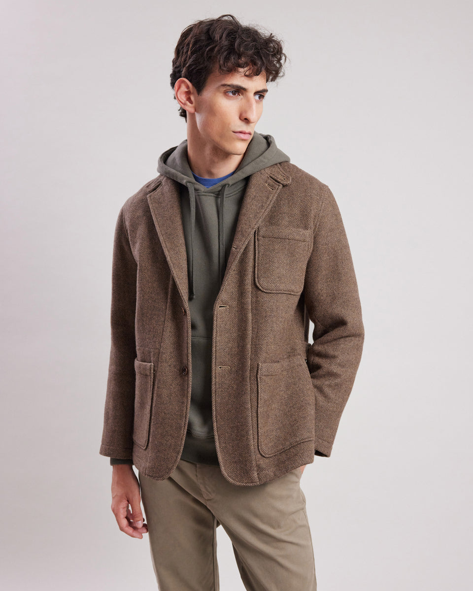 Jerald Men's Camel tartan wool Jacket - Image principale