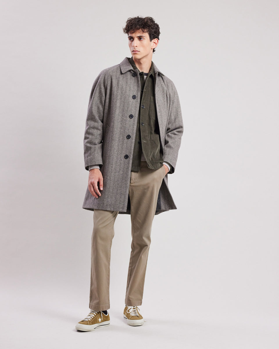 Calvin Men's Brown herringbone wool Coat - Image principale