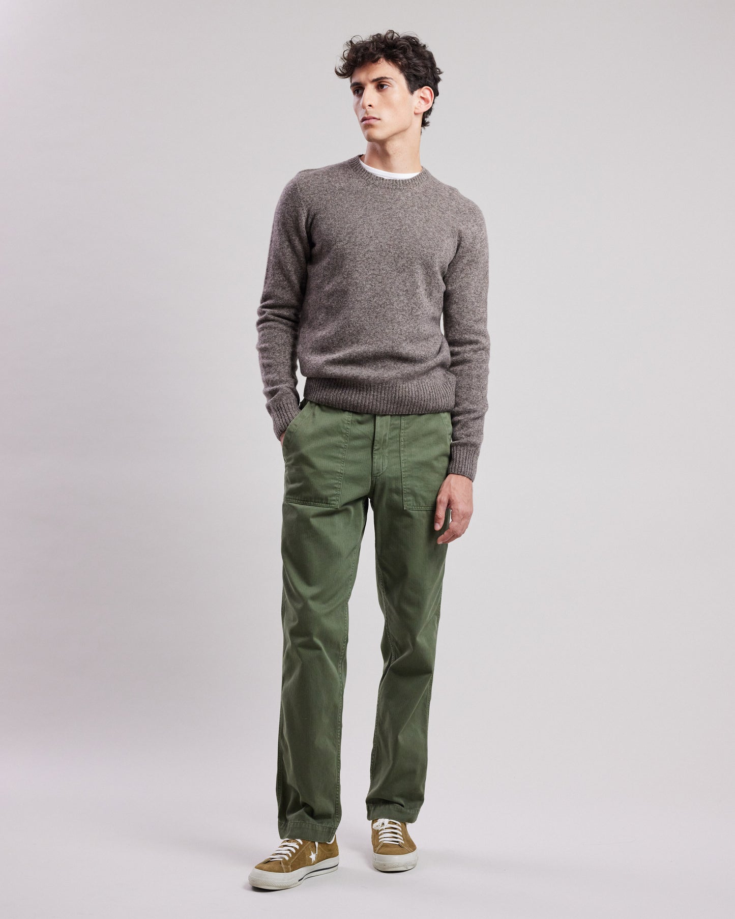 Pantalon Homme en coton à chevrons Vert Militaire Fatigue