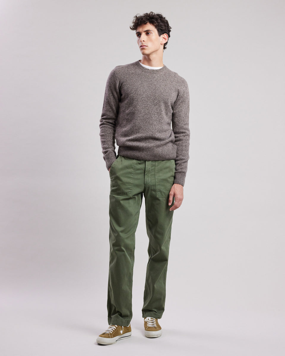 Fatigue Men's Military Green herringbone cotton Pants - Image principale